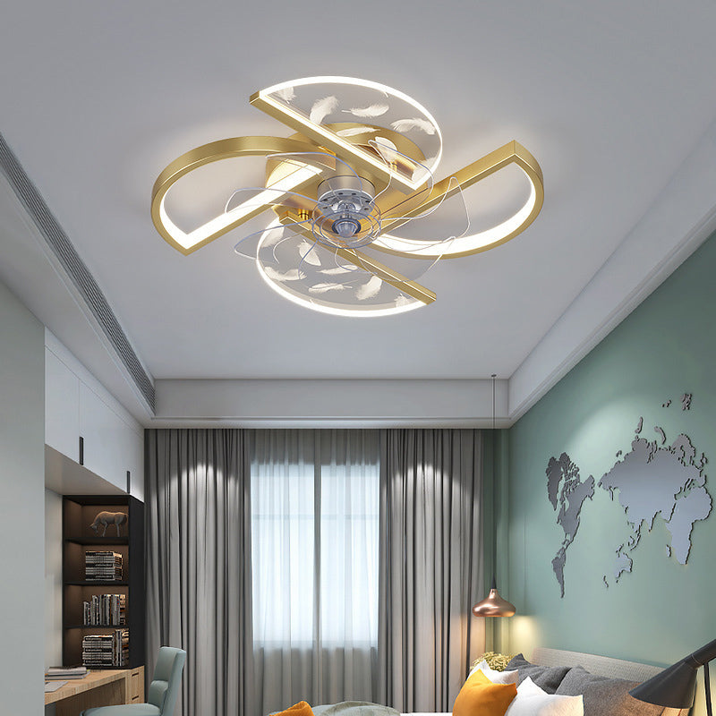 Nórdico Ventilador LED de dormitorio acrílico en forma de montura de montaje en forma de viento