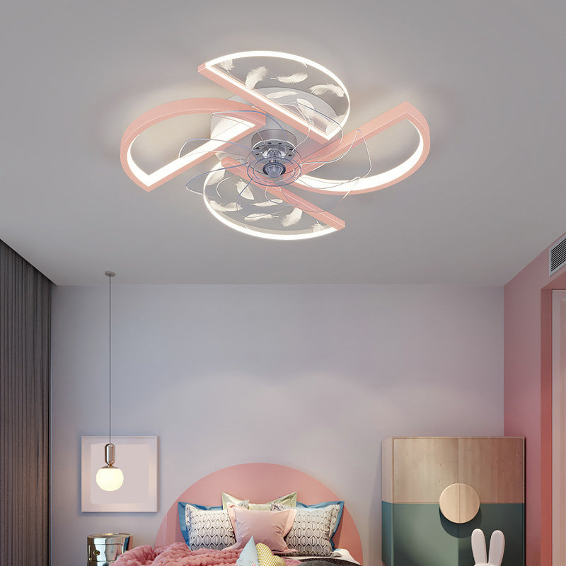 Nórdico Ventilador LED de dormitorio acrílico en forma de montura de montaje en forma de viento