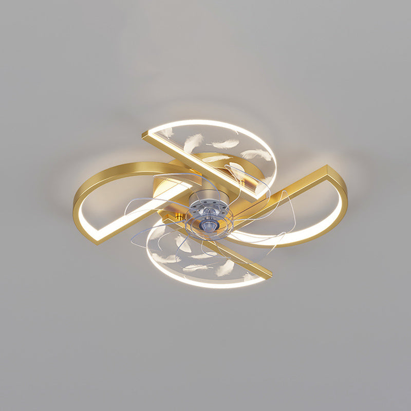 Nórdico Ventilador LED de dormitorio acrílico en forma de montura de montaje en forma de viento