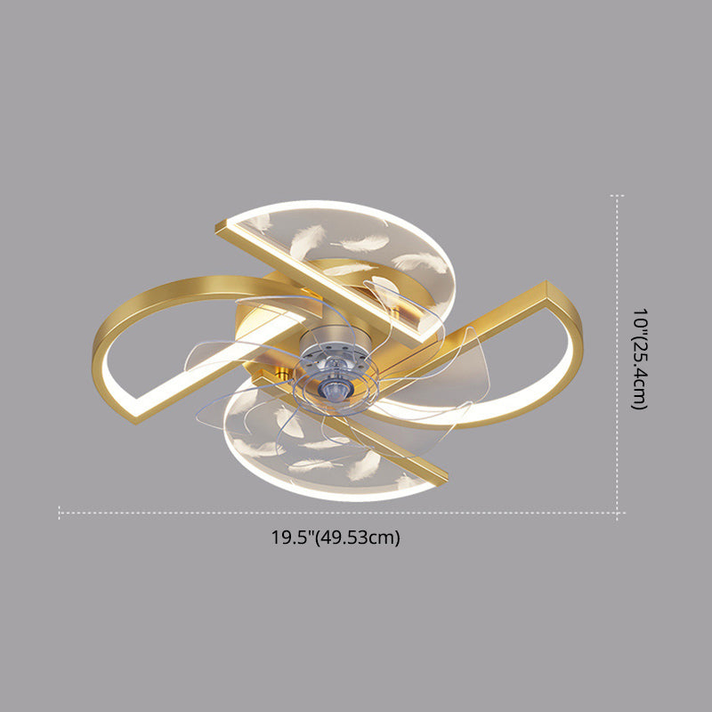 Nórdico Ventilador LED de dormitorio acrílico en forma de montura de montaje en forma de viento