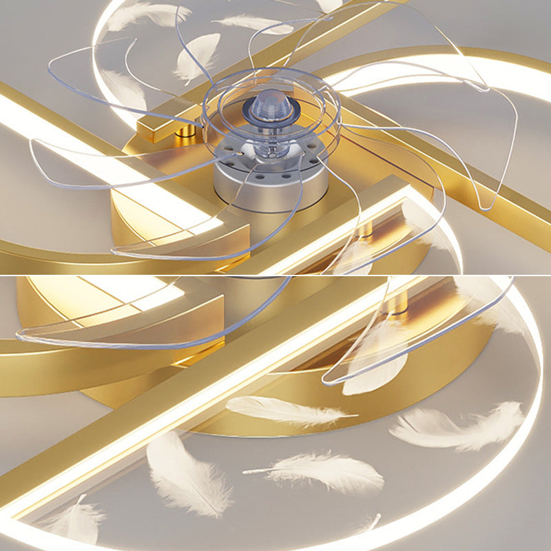 Nórdico Ventilador LED de dormitorio acrílico en forma de montura de montaje en forma de viento