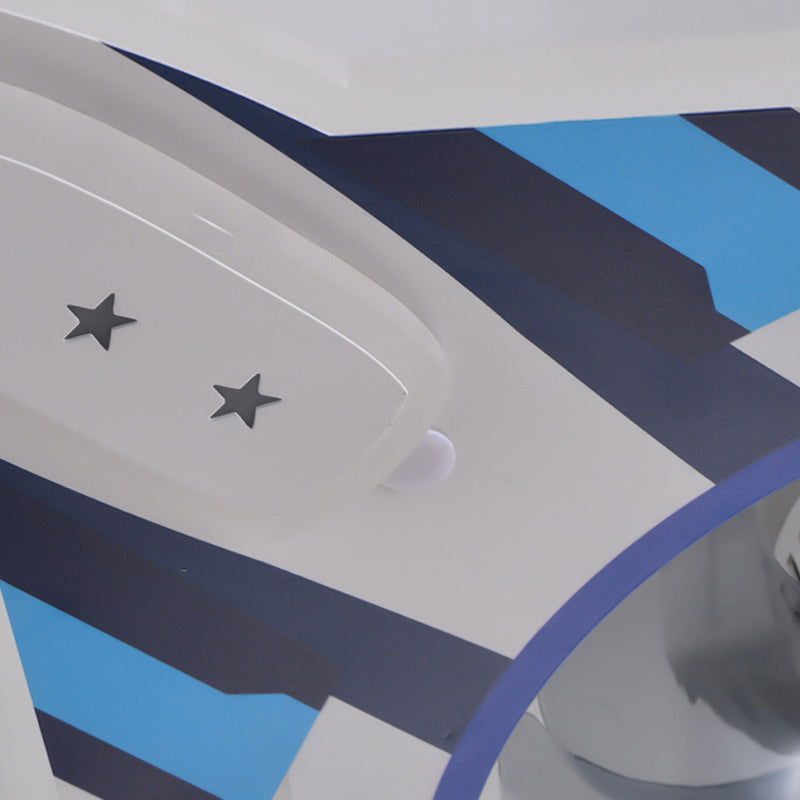 Flugzeugform -Form -Jungen -Zimmer Leuchte Leuchte Metall Cartoon LED Semi Flush Deckenleuchte in Blau