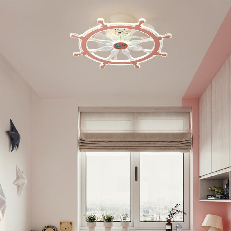Uniek zeilenvormige waaierlicht mediterrane acryl -led semi -flush lamp voor kinderkamer