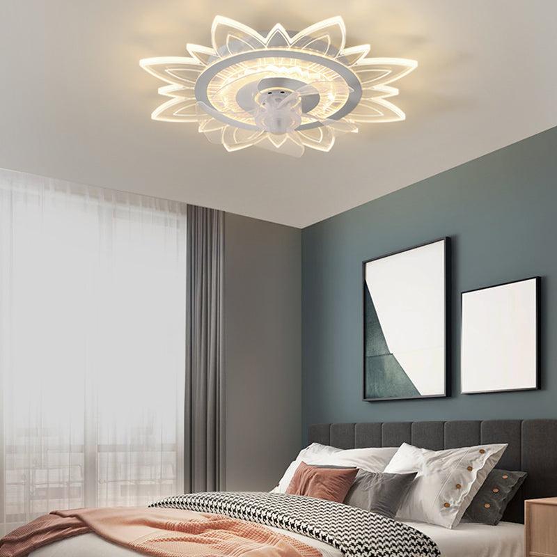 Weiße ultradünne Deckenventilator Leuchte Einfachheit Acryl LED Semi Flush Mount Light für Schlafzimmer