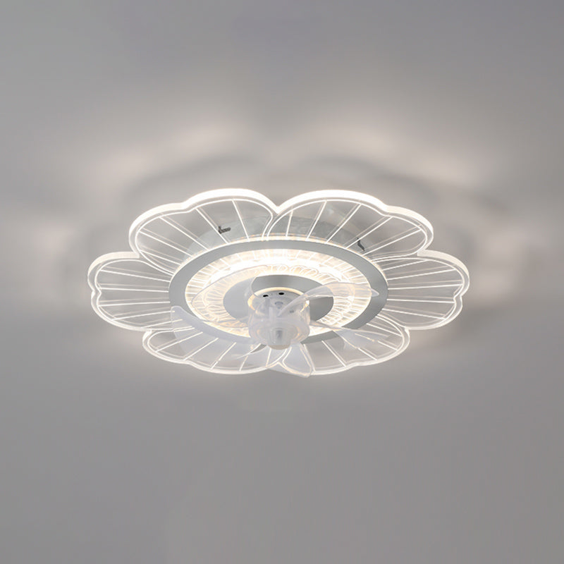 Weiße ultradünne Deckenventilator Leuchte Einfachheit Acryl LED Semi Flush Mount Light für Schlafzimmer