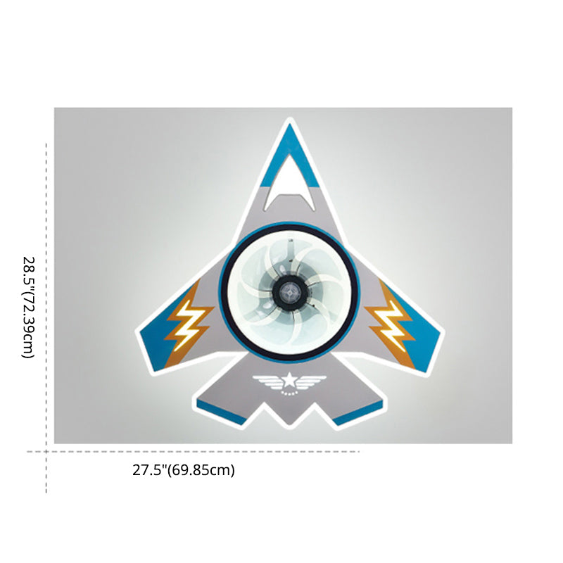 Cartoon vliegtuigvormige LED -plafondventilator Acryl Kinderkinderen Slaapkamer Semi -spoeling Mount verlichting