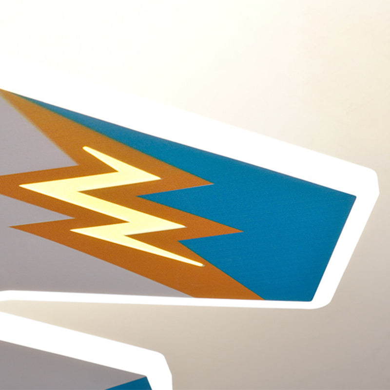 Cartoon vliegtuigvormige LED -plafondventilator Acryl Kinderkinderen Slaapkamer Semi -spoeling Mount verlichting