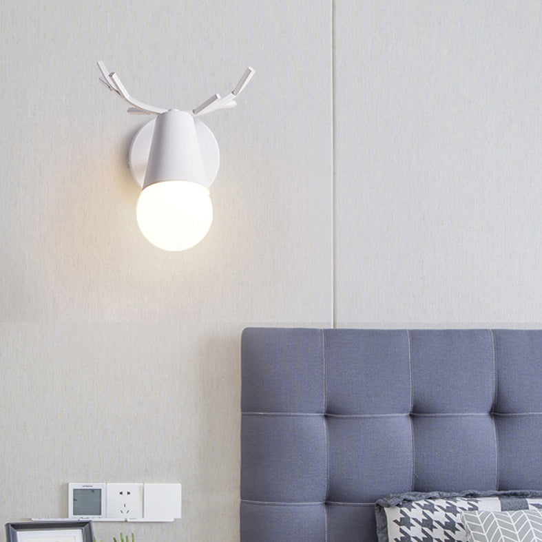 1 Light Wall Mount Lamp Fixture with Antler Metal Macaron Wall Sconce Light for Boy Girl Bedroom