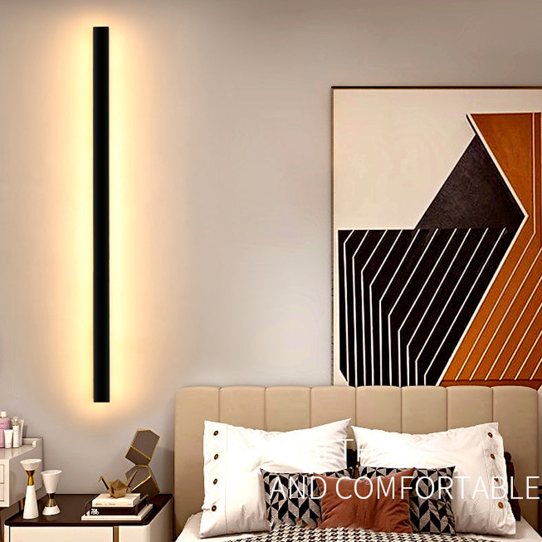 Black Rectangle Shape Metal Acrylic Wall Line Light Fixture Postmodern Style LED Indoor Wall Sconce
