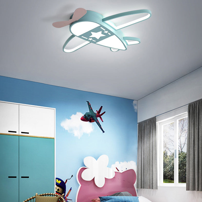 Propeller Plane Child Room LED Flush Mounted Lamp Acrylic Kids Surface Ceiling Light