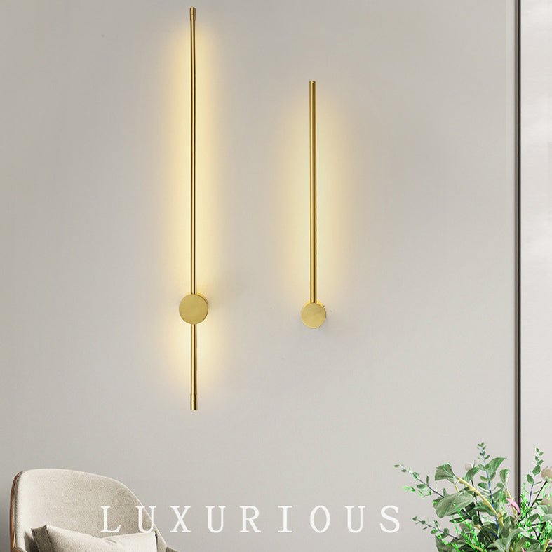 Modernist Style Thin-Line Wall Sconce Metal 1 Light Wall Lamp in Brass