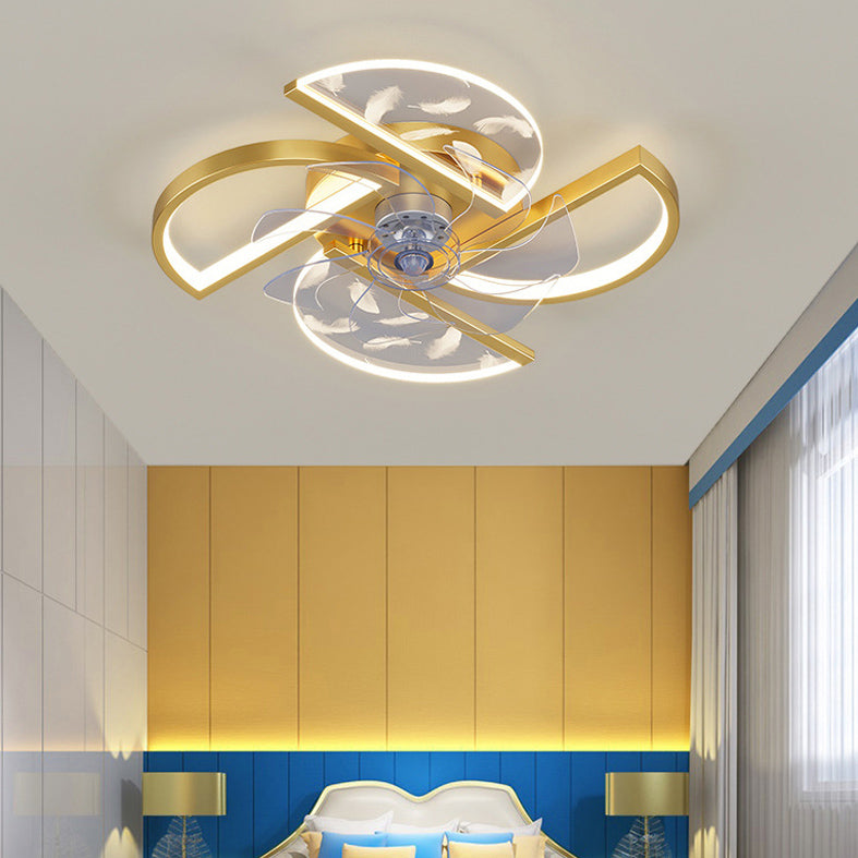 Nórdico Ventilador LED de dormitorio acrílico en forma de montura de montaje en forma de viento