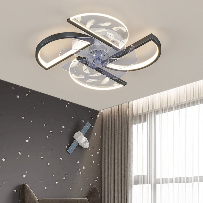 Nórdico Ventilador LED de dormitorio acrílico en forma de montura de montaje en forma de viento
