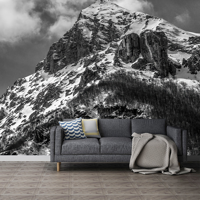 Snow Mountain Mural Modern Style Water Resistant Sitting Room Wall Covering