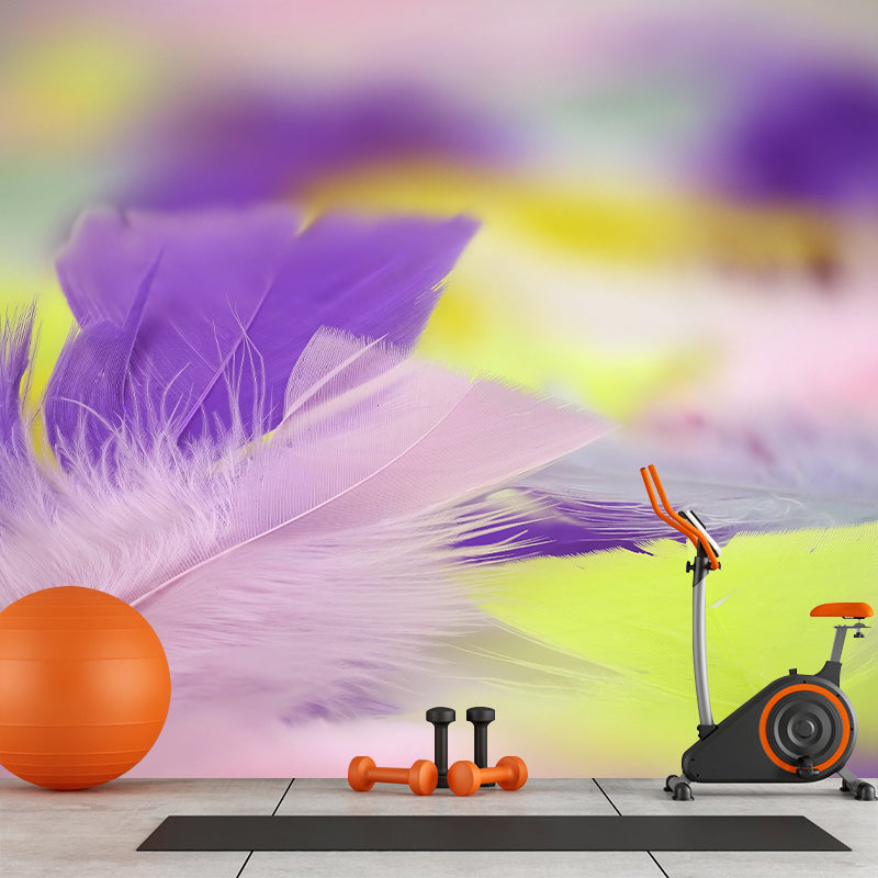 Light Feathers Wall Paper Murals for Girls' Bedroom, Personalized Size Available