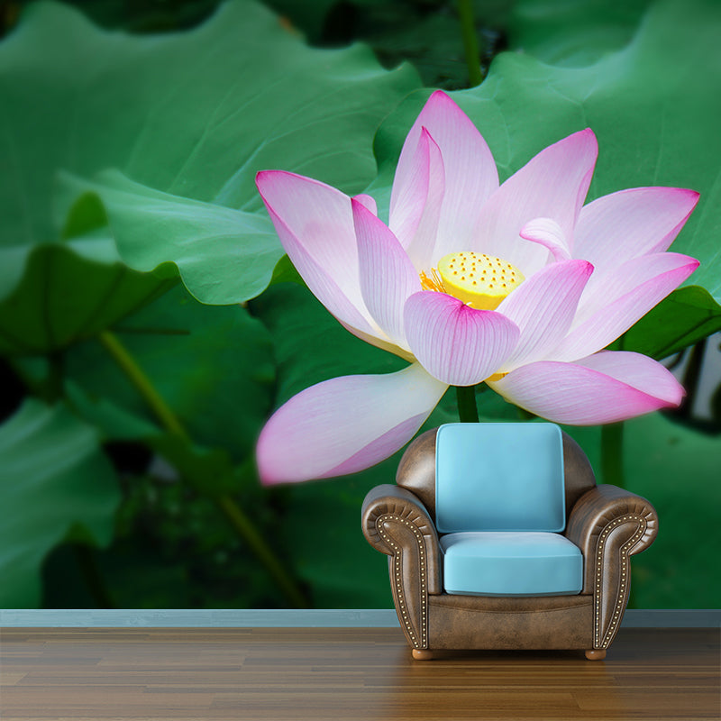Lotus in Water Murals Flower Water Resistant Wall Covering for Gust Room
