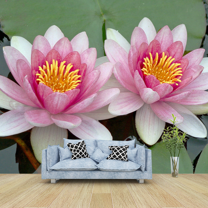 Lotus in Water Murals Flower Water Resistant Wall Covering for Gust Room