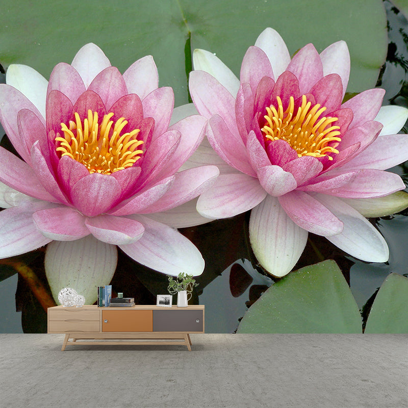 Lotus in Water Murals Flower Water Resistant Wall Covering for Gust Room