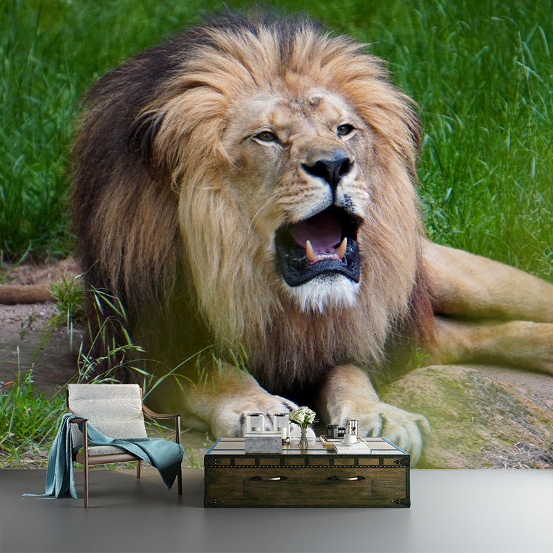Ferocious Lion Wallpaper Murals Modern Wall Art for Sitting Room, Personalised Size