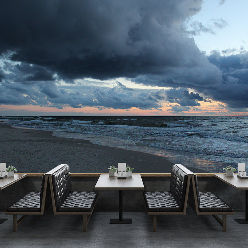 Sandy Beach Wall Decor for Living Room Blue Wall Covering Murals, Waterproofing