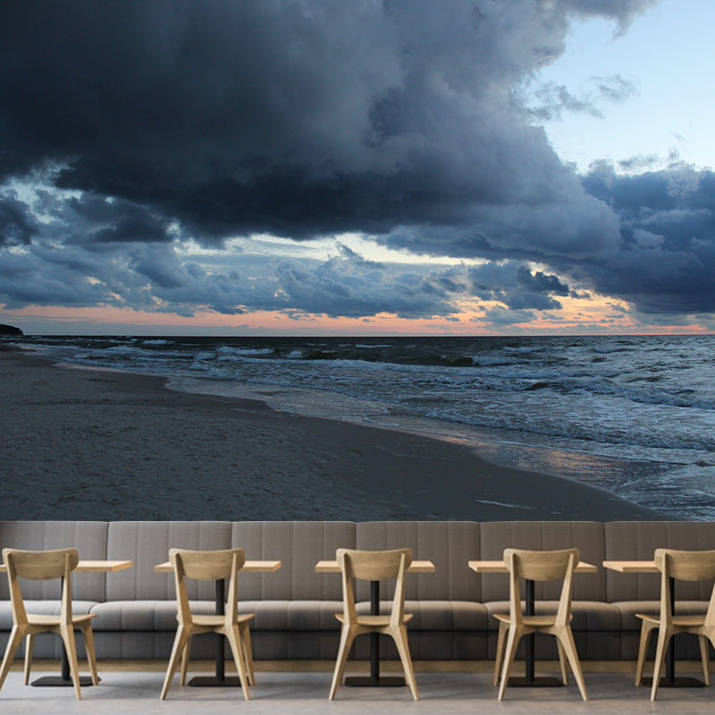 Sandy Beach Wall Decor for Living Room Blue Wall Covering Murals, Waterproofing