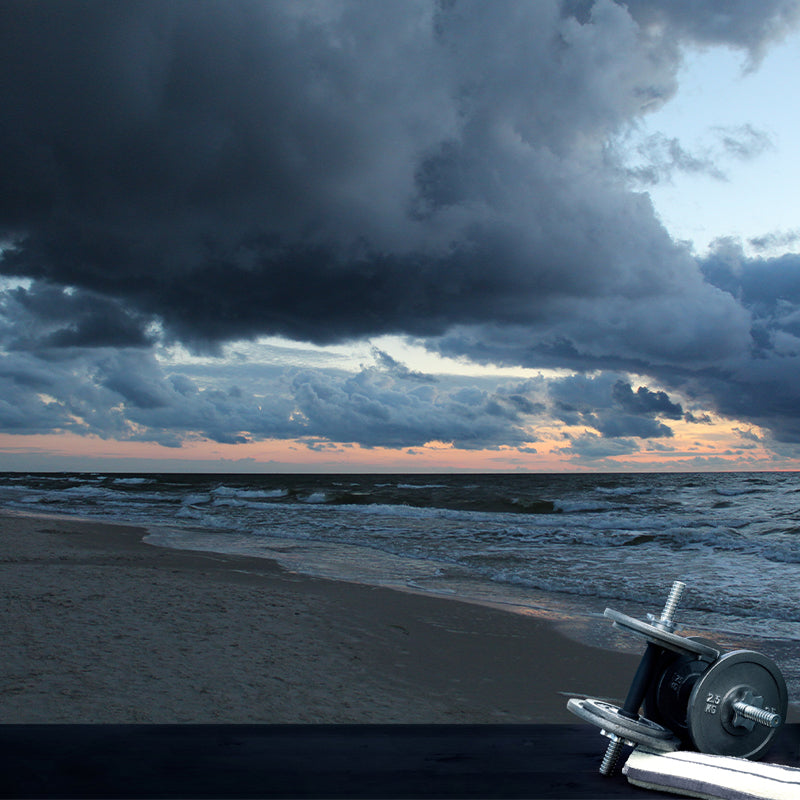 Sandy Beach Wall Decor for Living Room Blue Wall Covering Murals, Waterproofing