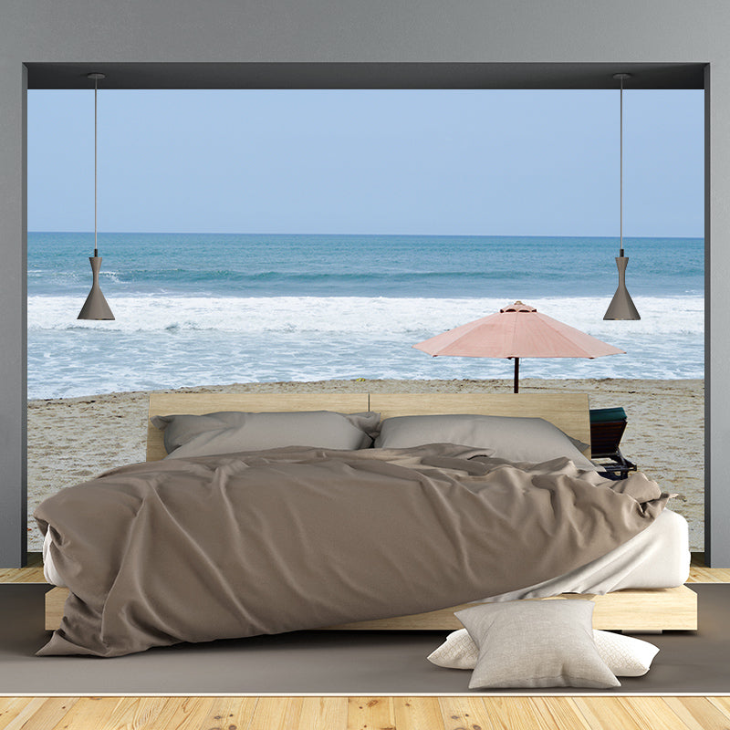 Romantic Beach Mural Wallpaper Stain Resistant Wall Art for Guest Room Decor