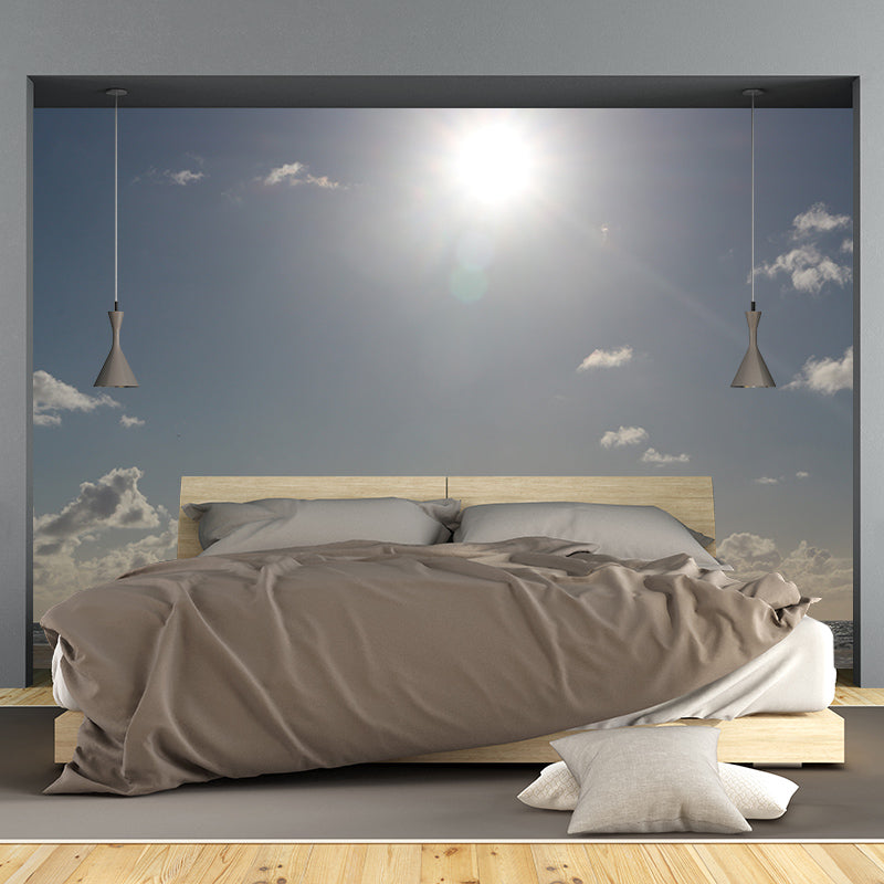 Romantic Beach Mural Wallpaper Stain Resistant Wall Art for Guest Room Decor