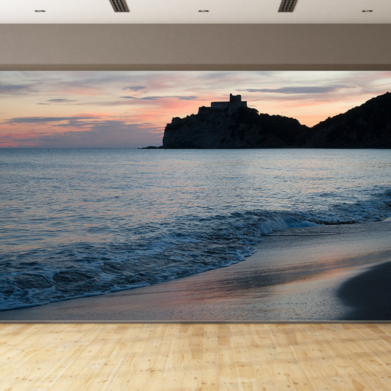 Romantic Beach Mural Wallpaper Stain Resistant Wall Art for Guest Room Decor