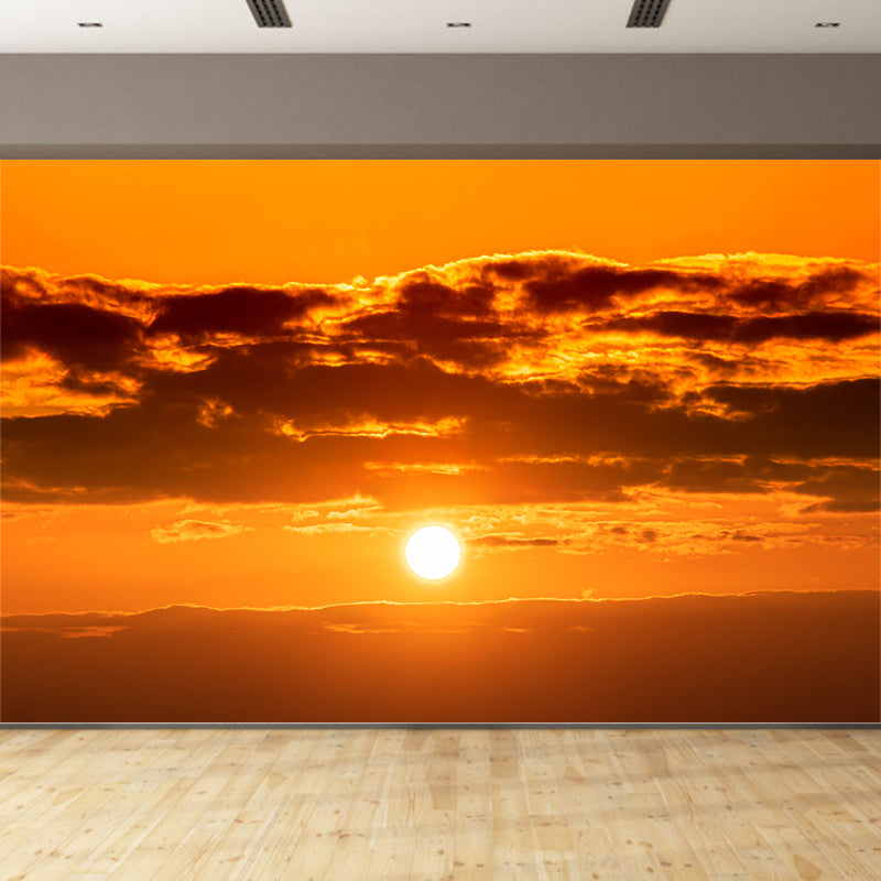 Yellow Sunset Glow Mural Decal for Living Room Customized Wall Covering