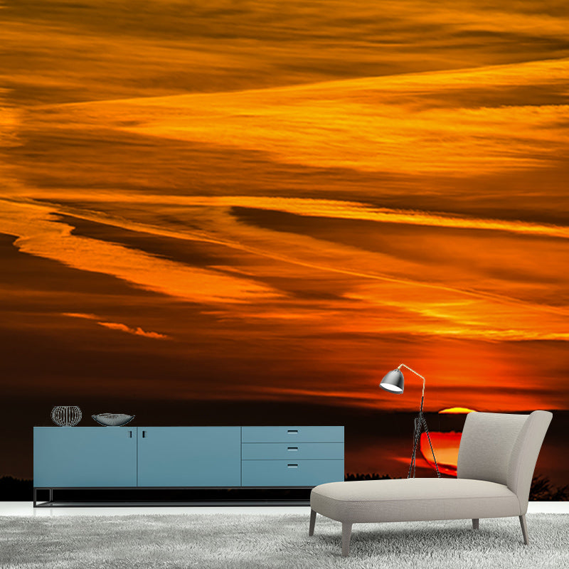 Yellow Sunset Glow Mural Decal for Living Room Customized Wall Covering