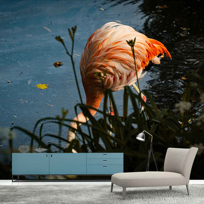 Flamingo Wall Mural Tropical Living Room Wall Covering, Personalized Size Available