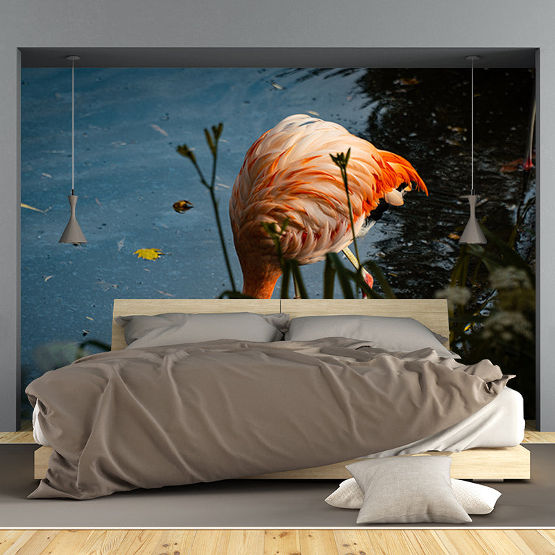 Flamingo Wall Mural Tropical Living Room Wall Covering, Personalized Size Available