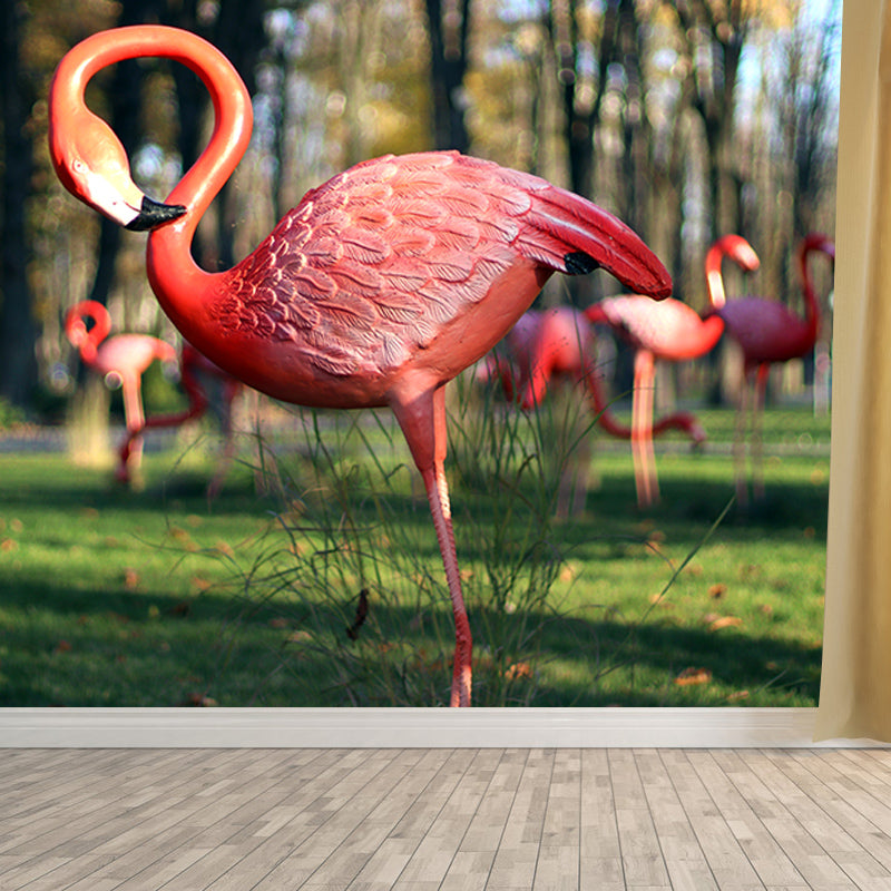 Flamingo Wall Mural for Sitting Room Water Resistant Wall Decor, Made to Measure