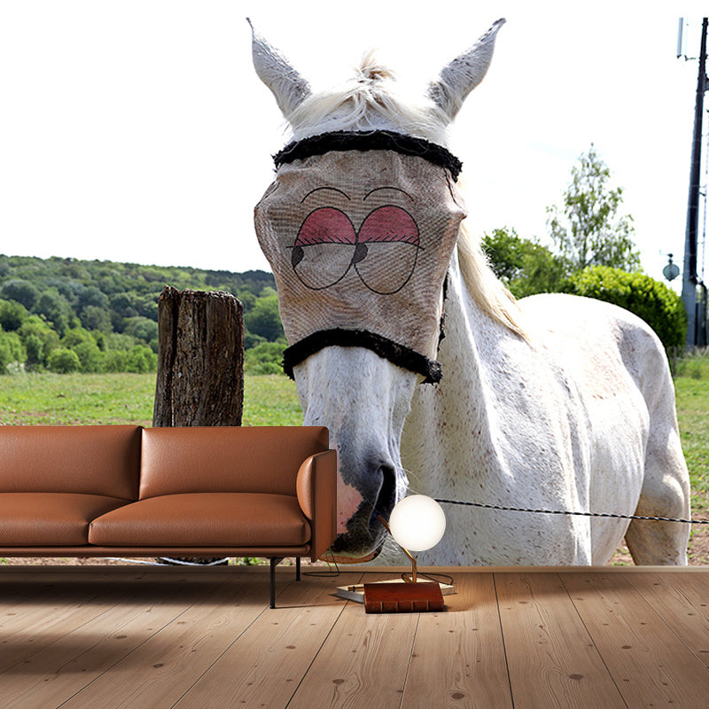 Horse Contemporary Wall Covering for Living Room Moisture Resistant, Made to Measure