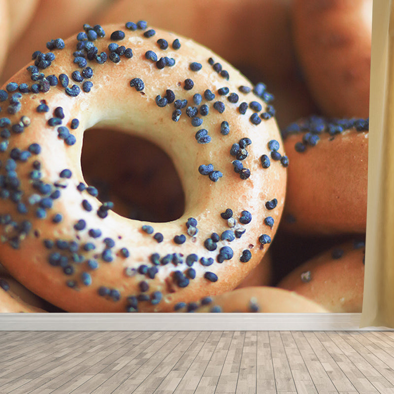 Donut Desserts Food Mural Wallpaper Water Resistant Wall Decor for Dessert Shop