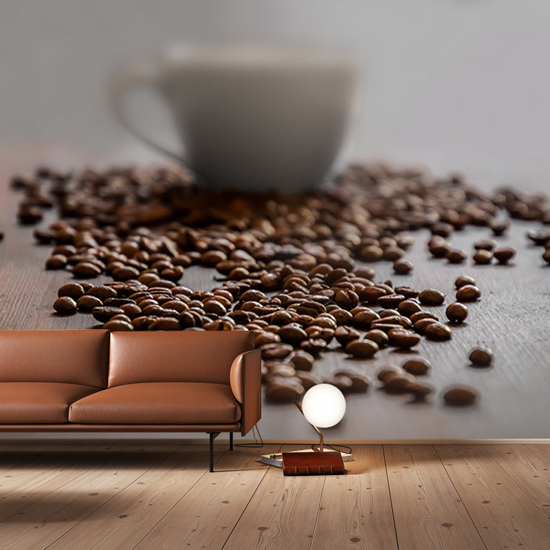 Brown Coffee Beans Mural Decal Simple Decorative Coffee Shop, Custom Printed