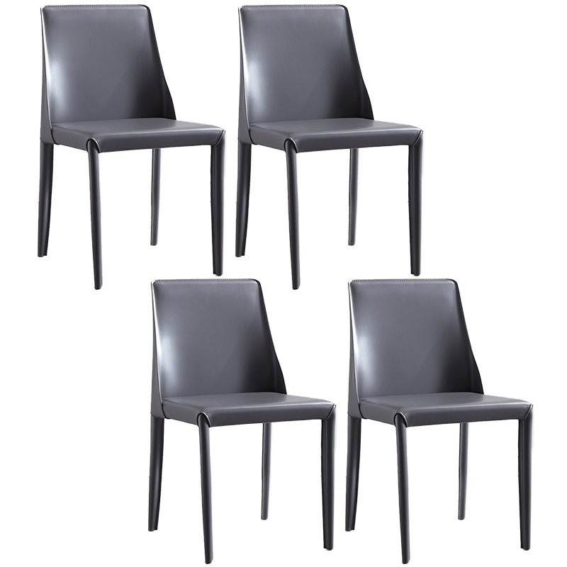 Contemporary PU Leather Dining Side Chair Matte Finish Solid Back Dining Chair
