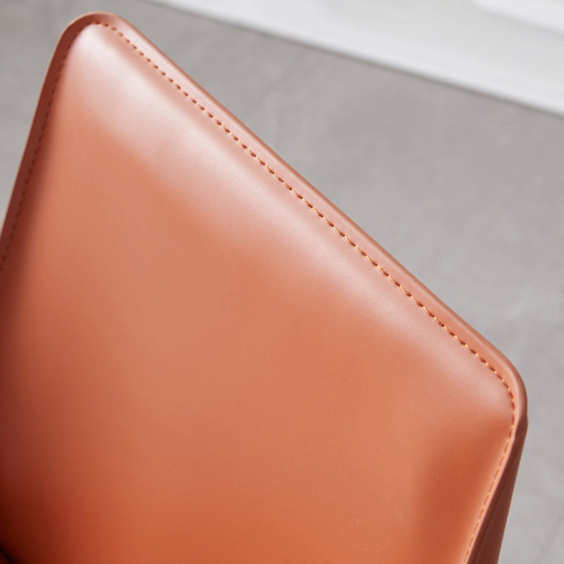 Contemporary PU Leather Dining Side Chair Matte Finish Solid Back Dining Chair