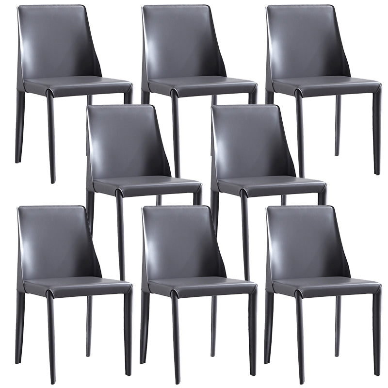 Contemporary PU Leather Dining Side Chair Matte Finish Solid Back Dining Chair