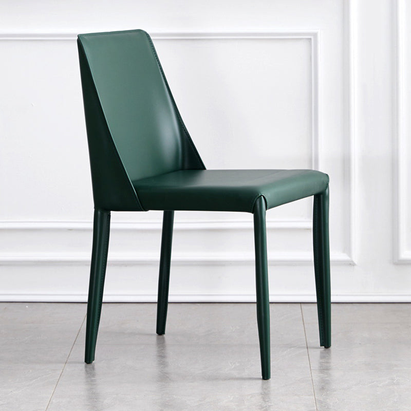 Contemporary PU Leather Dining Side Chair Matte Finish Solid Back Dining Chair