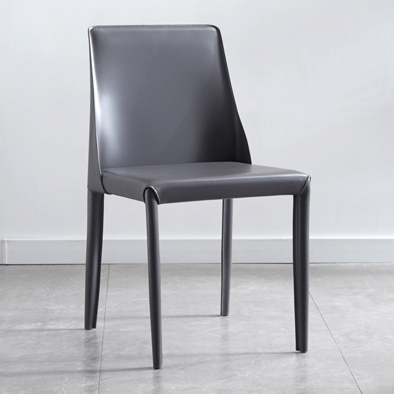 Contemporary PU Leather Dining Side Chair Matte Finish Solid Back Dining Chair