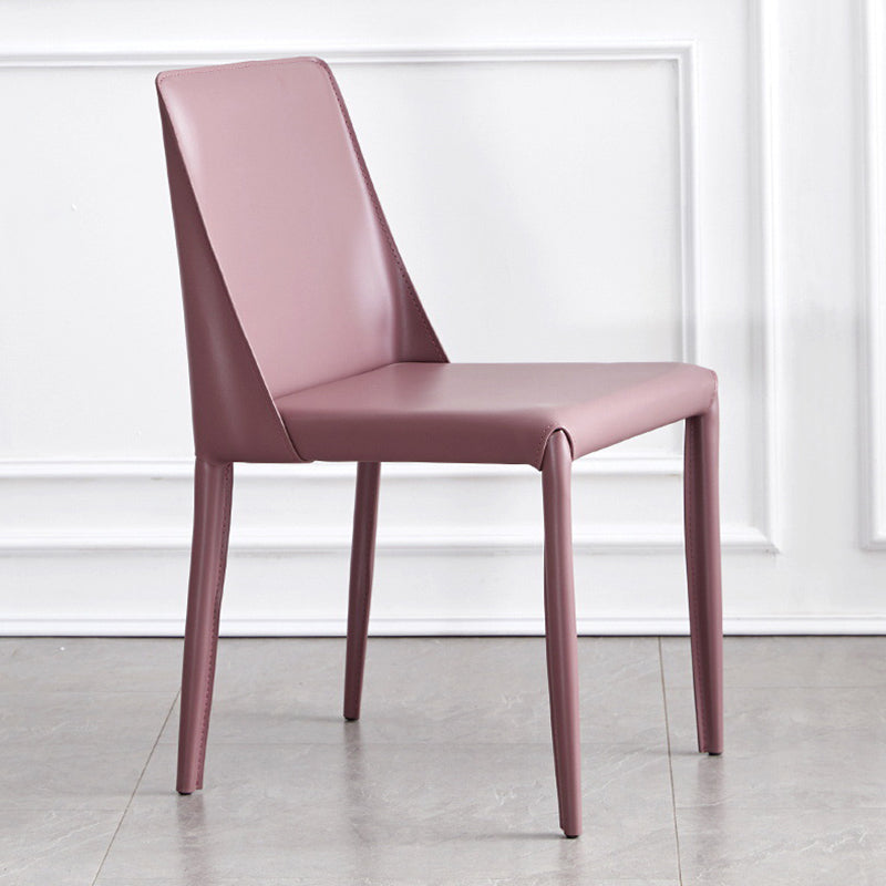 Contemporary PU Leather Dining Side Chair Matte Finish Solid Back Dining Chair