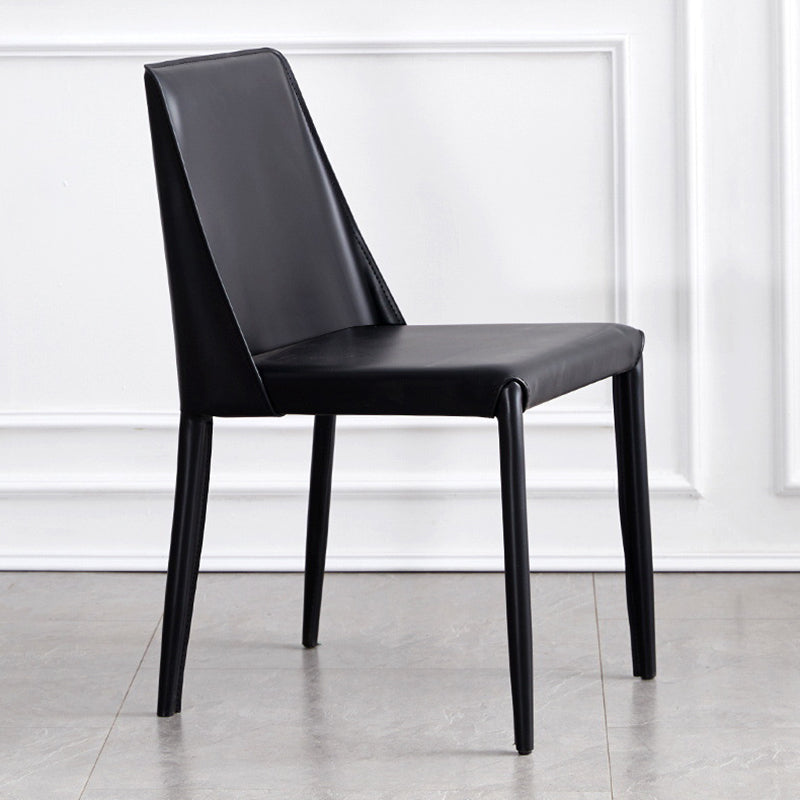 Contemporary PU Leather Dining Side Chair Matte Finish Solid Back Dining Chair