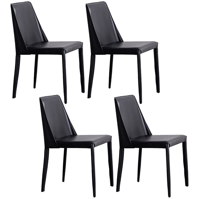 Contemporary PU Leather Dining Side Chair Matte Finish Solid Back Dining Chair