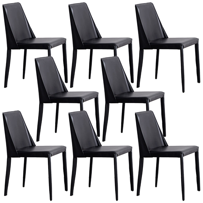 Contemporary PU Leather Dining Side Chair Matte Finish Solid Back Dining Chair
