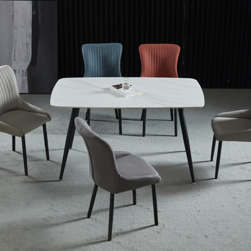 Chaise latéral moderne en cuir en cuir massif solide chaises de salle à manger sans jambes en métal