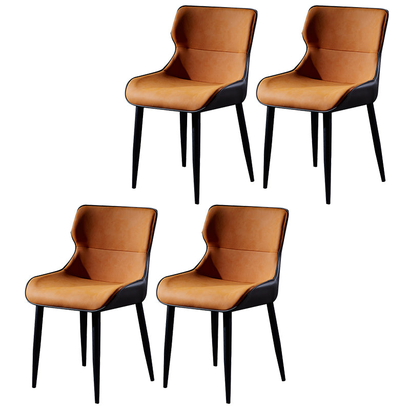 Modern Leather Dining Side Chair Indoor Wingback Chair with Black Legs