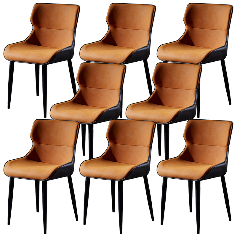 Modern Leather Dining Side Chair Indoor Wingback Chair with Black Legs