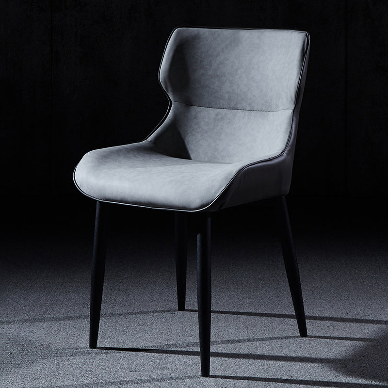 Modern Leather Dining Side Chair Indoor Wingback Chair with Black Legs